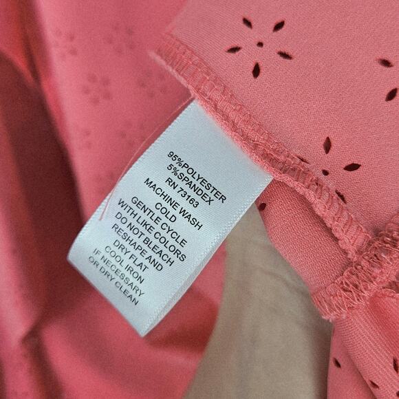 New Cupio Peach Solid Ruffle Scuba Floral Eyelet Open Front Blazer Jacket Large - Picture 13 of 15